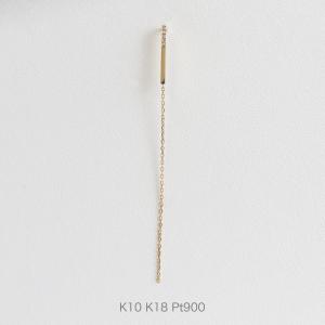 ダイヤモンド バー チェーン ピアス レディース k18 k10 pt900 ゴールド 片耳 ギフト プレゼント  Bar Five Diamond Pierce｜avaron