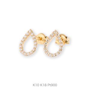 ダイヤモンド ドロップ ピアス レディース K10 K18 Pt900 ゴールド プラチナ シンプル ギフト プレゼント  Drop Dia Pierce｜avaron