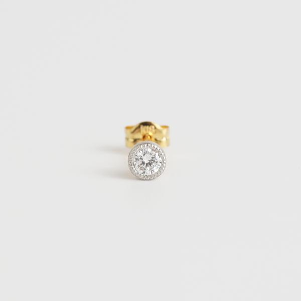 一粒 ダイヤモンド ピアス レディース K18 Pt900 イエローゴールド プラチナ コンビカラー...