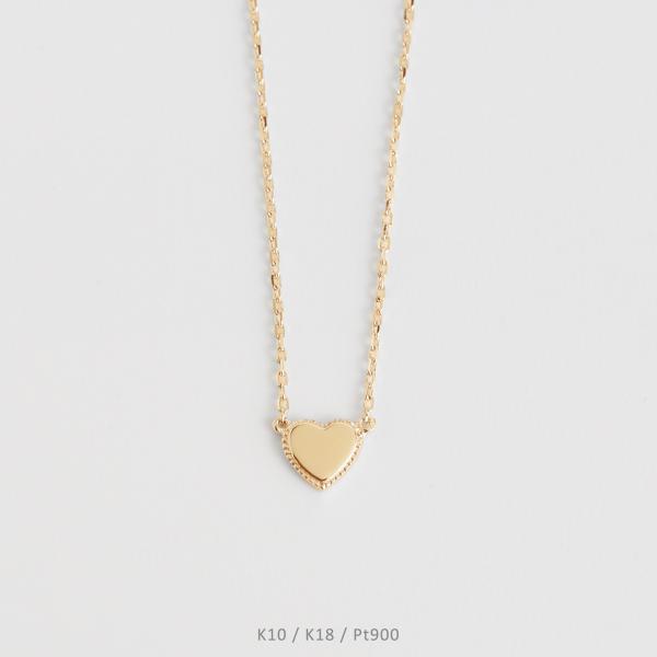 ハート プレート ネックレス ミルグレイン レディース K10 K18 Pt900 ゴールド プラチ...