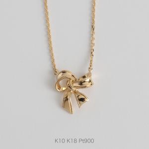 リボン ネックレス K10 K18 Pt900 ゴールド プラチナ レディース ギフト プレゼント  Ribbon Necklace｜avaron