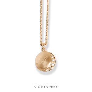 イニシャル ネックレス 三日月 ダイヤモンド レディース K10 K18 Pt900 ゴールド プラチナ ギフト プレゼント  Crescent Moon Initial Necklace｜Avaron STANDARD JEWELRY