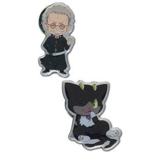 青の祓魔師 藤本獅郎 & クロ 1" 二個入り ピンバッジ グッズ 北米版｜avees