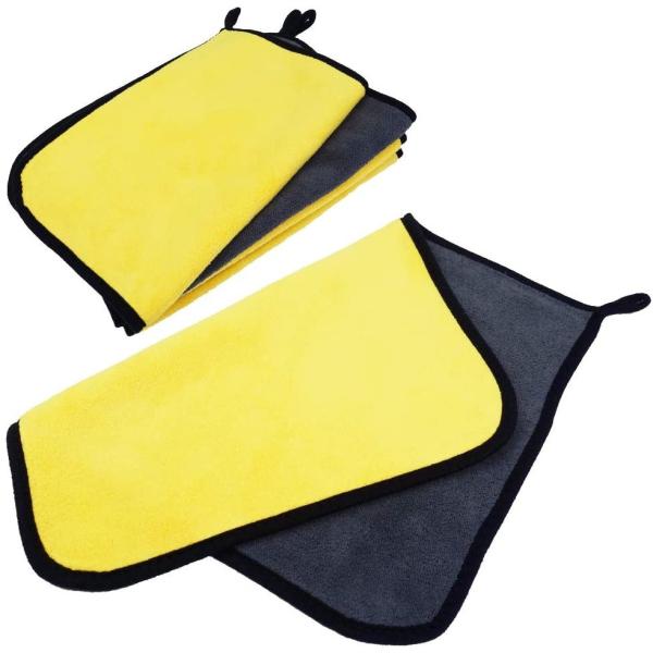 プロ仕様 マイクロファイバー タオル 超吸収 速乾 洗車 掃除 6枚セット 30x40cm (イエロ...