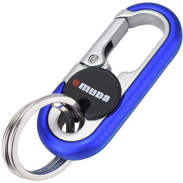 車用キーチェーン キーリング カラビナフック 軽量 コンパクト 自転車 バイク 鍵 紛失防止 (ブル...