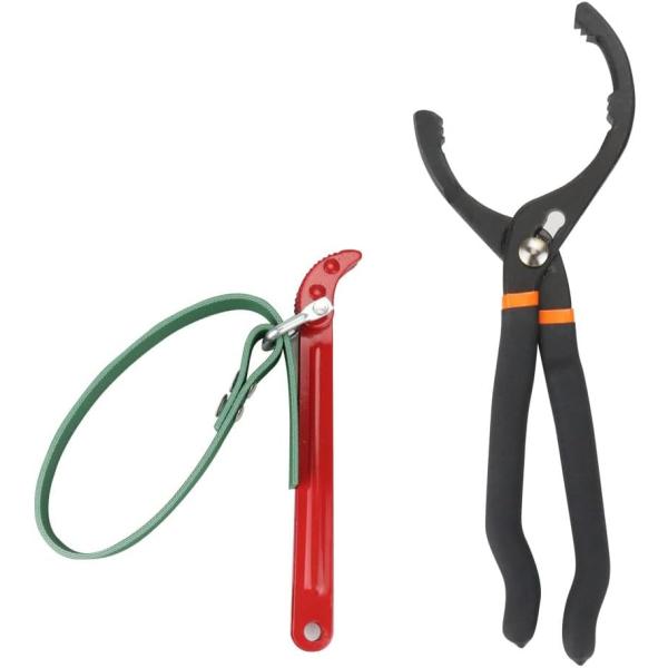 プライヤー式レンチ ベルトレンチ 2種セット オイルフィルター 交換 メンテナンス 5.5-12cm...