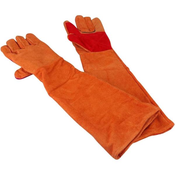 ペットグローブ 噛みつき 怪我防止 厚手 牛革 ロング丈 59.5cm 手袋 耐摩耗性 アウトドア