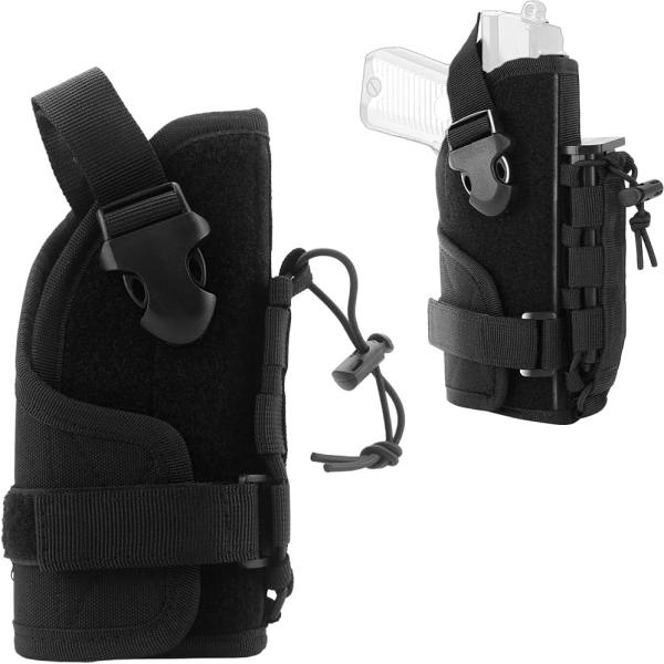 ハンドガンホルスター サバゲー 調節可能 面ファスナー式 脱落防止ロック 右利き用 サイドポケット
