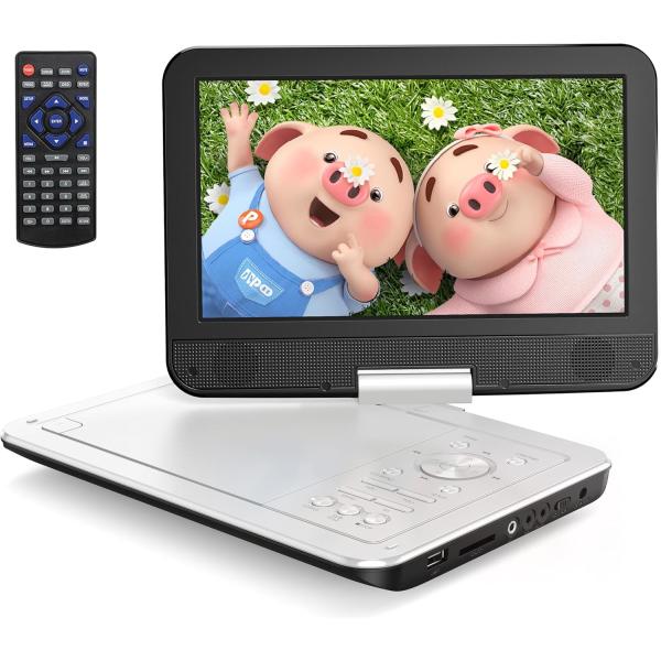 ポータブルDVDプレーヤー 12.5インチ 10.5インチ LCD 4~6時間再生 充電式バッテリー...