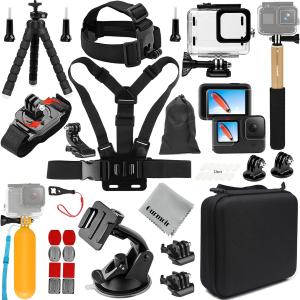 Gopro Hero13 Hero12 Hero11 Hero10 Hero9 用 アクションカメラ アクセサリーキット 付属品 三脚 ハウジング 防水ケース付き 自撮り棒 AKM-249 爆買