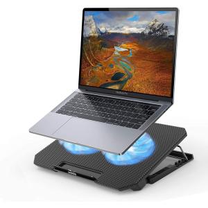 ノートパソコン冷却パッド 冷却台 2つ 冷却ファン 4段階高度調整可 ノートPCクーラー LEDライト スピードスクロールスイッチ付き大風量 低騒音 APC-024 爆買