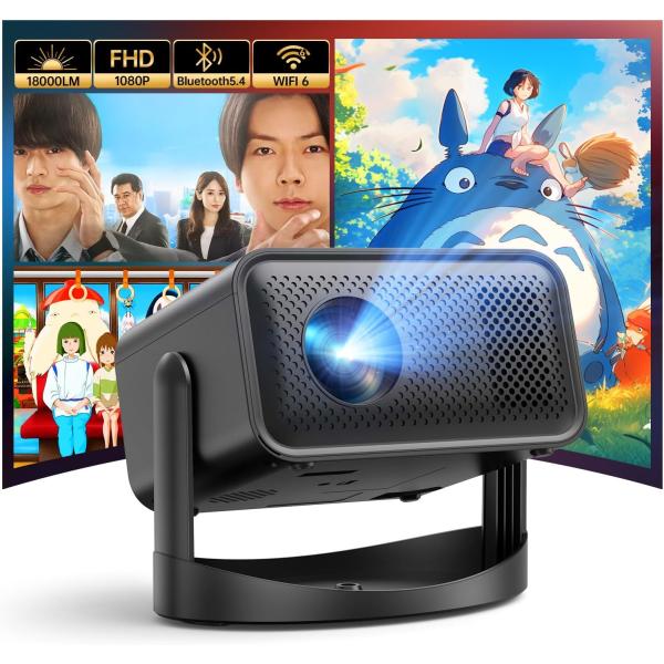 プロジェクター 360°回転 18000LM 1080P 4K対応 天井投影可能 Bluetooth...