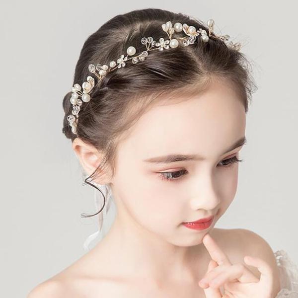 小花 パール カチューシャ 髪飾り 子供 発表会 ヘアアクセサリー 結婚式 入学式 卒業式