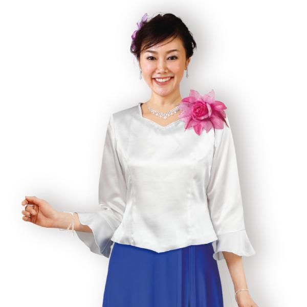 即納★ プライスダウン！ フォーマルブラウス 白ブラウス コーラス 演奏会 長袖 TSS1759-3...