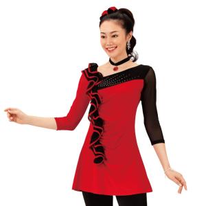 カットソー ダンス衣装 配色フリルチュニック KS-TK026-3425
