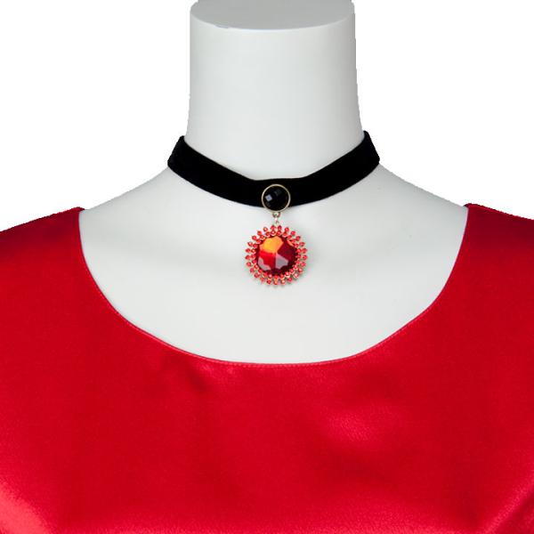 即納★ ベロア チョーカー 赤 ストーン アクセサリー コーラス ダンス カラオケ 衣装 KS-GD...