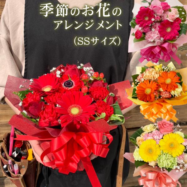 花 宅配 ギフト プレゼント 季節のお花フラワーアレンジメント  SSサイズ 長持ち剤つき 記念日 ...