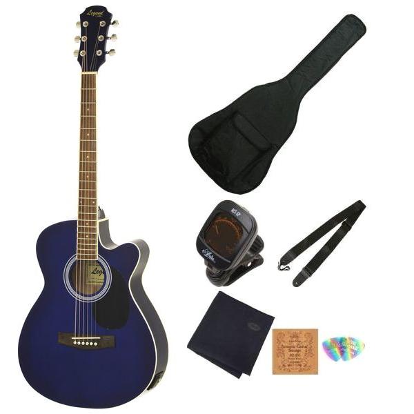 アコースティックギター 初心者セット Legend by Aria FG-15CE BLS エレアコ...