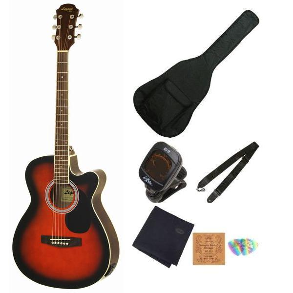 アコースティックギター 初心者セット Legend by Aria FG-15CE BS エレアコ ...