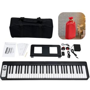 折りたたみ 電子ピアノ 61鍵盤 キーボード デジタルピアノ USB 充電式