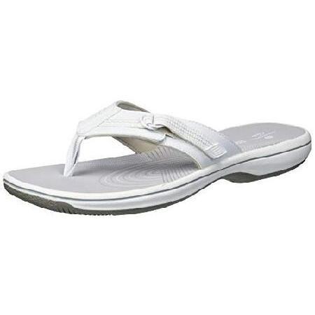 Clarks Women&apos;s Brinkley Sun Flip-Flop, White Synth...