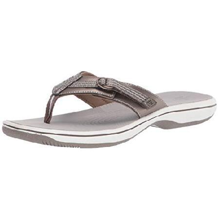 Clarks Women&apos;s Brinkley Sun Flip-Flop, Pewter Synt...