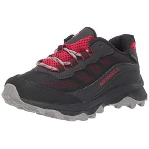 Merrell Moab Speed Low Waterproof Hiking Sneaker, Grey/Black/RED, 11 US Unisex Big Kid｜awa-market