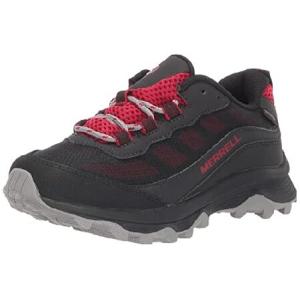 Merrell Moab Speed Low Waterproof Hiking Sneaker, Grey/Black/RED, 10.5 Wide US Unisex Big_Kid｜awa-market