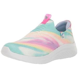 Skechers Kids Girls Ultra Flex 3.0-Color Me Sleek Sneaker, White/Multi, 12 Little Kid