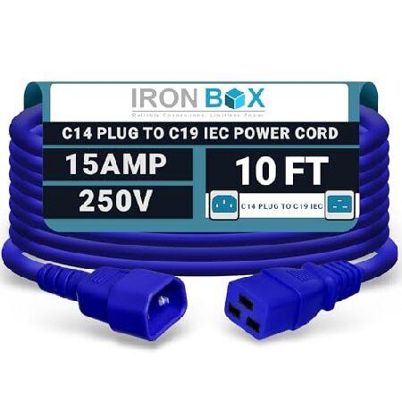 IEC c14 to c19電源コード - ブルー、15 A / 250 V、14 / 3 AWG ...