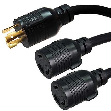 NEMA L5-30P to 2X L5-30R Y Splitter Cord - 10 Foot...