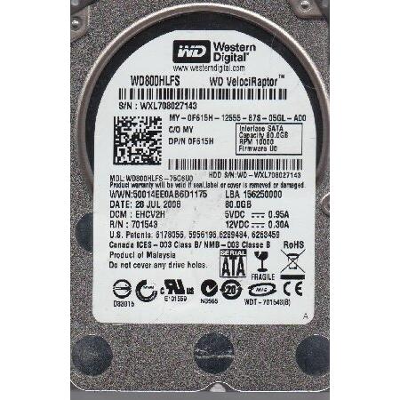 WD800HLFS-75G6U0、DCM EHCV2H、Western Digital 80GB S...