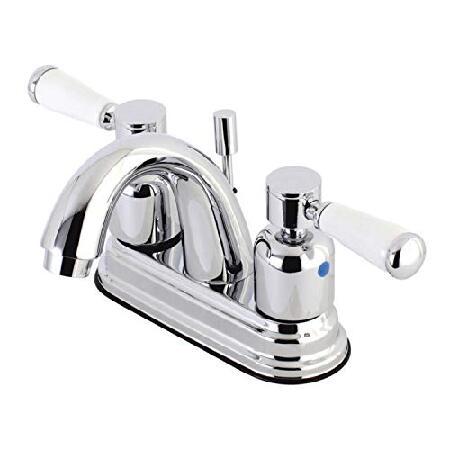 キングストン真鍮kb8611dplパリ4インチセンターセット洗面所蛇口小売ポップアップ、ポリッシュク...