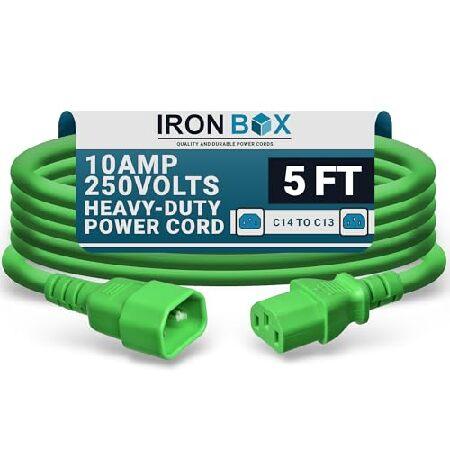 C14からC13電源コード グリーン 5フィート 10A/250V 18/3 AWG IE 6032...
