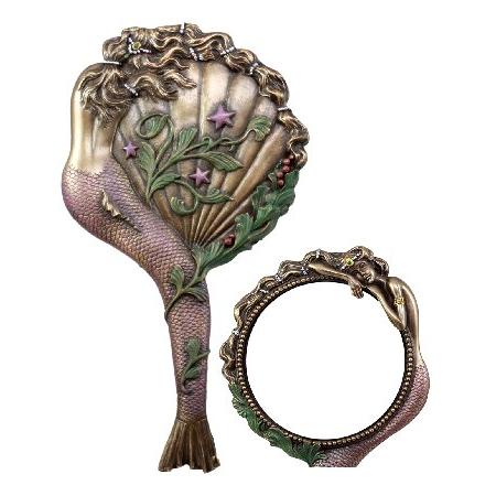 Ebros 美しいレディ オーロラ スリーピングマーメイド ハンドミラーフィギュア アールヌーボーフ...