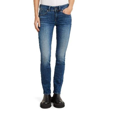[ジースターロゥ] ジーンズ レディース ストレートフィット ブルー Midge Straight ...