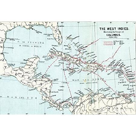 クリムスR Markham作クリストファー・コロンバスの航海を描いた西インドの地図 1892年発行の...