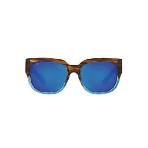 Costa Del Mar レディース ウォーターウーマン 長方形 サングラス, シャイニーワフー/ブルーミラー偏光580g。, 55 mm