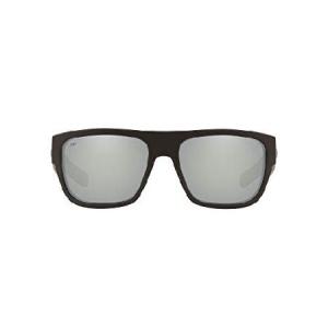 Costa Del Mar Men's Sampan Polarized Rectangular Sunglasses, Matte Black/Grey Silver Mirrored Polarized-580G, 60 mm