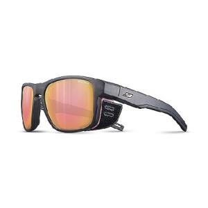 Julbo Shield M Glacier サングラス 男女兼用 フォトクロミックレンズ 登山家 ハイキング スキー 雪旅行 100% UV, 半透明グレー/ピンクフレーム - Spectron 3 ブ