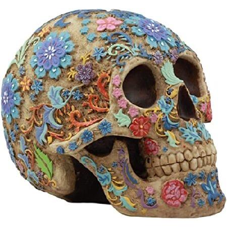Ebros カラフルなパステル色相 死者の日 フローラルブルーム シュガースカル 置物 ディアス デ...