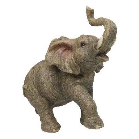 Ebros ギフト サファリ 草原 野生動物 男性 牙の象 トランペット トランクアップフィギュア ...