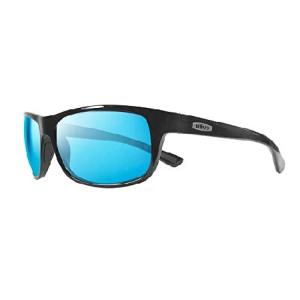 Revo Sunglasses Jude: Polarized Crystal Glass Lens with Sport Wrap Frame, Matte Black Frame with H2O Blue Lens