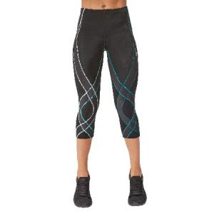 CW-X レディース エンデュランス ジェネレーター ジョイントとマッスルサポート 3/4 着圧タイツ, Black/Deep Lake, X-Small