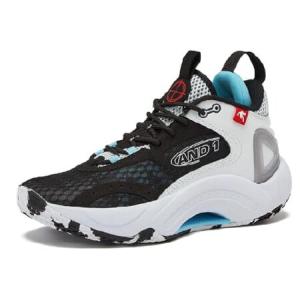 AND1 Scope Girls ＆ Boys Basketball Shoes Kids, Boys High Top Sneakers - Black/White/Light Blue, 2 Little Kid