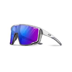 Julbo Fury パフォーマンスサングラス、マットホワイト/半透明グレーフレーム - REACTIV 1-3 ハイコントラスト ローズレンズ ブルーミラー付き