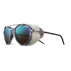 Julbo Legacy 登山グレイシャー フォトクロミックサングラス サイドシールド付き 男女兼用 | 登山＆ライフスタイル, 半透明ブルー/グレーフレーム - ブラウンリ
