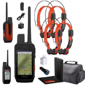 Garmin Alpha 300i Handheld Advanced Dogs Tracking ＆ Training System with inReach Technology Bundle with 4X Garmin Dog Collars Alpha TT25 Tracker ＆ T