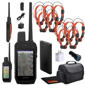 Garmin Alpha 300 Handheld Advanced Tracking and Training System for Hunting Dogs with 10x Garmin Alpha TT25 Dog Collars, GPS + Field Bag + Accessories