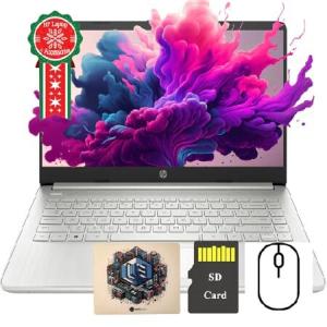 HP ポータブル 学生 ビジネス ノートパソコン - Win 11 Pro Microsoft 365 超軽量 薄型 14インチ HD ディスプレイ 学生用 仕事用 16GB DDR4 384GB ストレージ (1